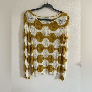 Aziza Vintage Retro Crochet Sweater Womens Size L